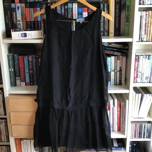 Black Silk Drop Waist Summer Dress